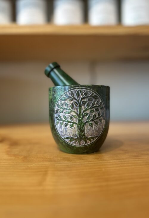 Mortar and Pestle – Green tree of Life (Tall)